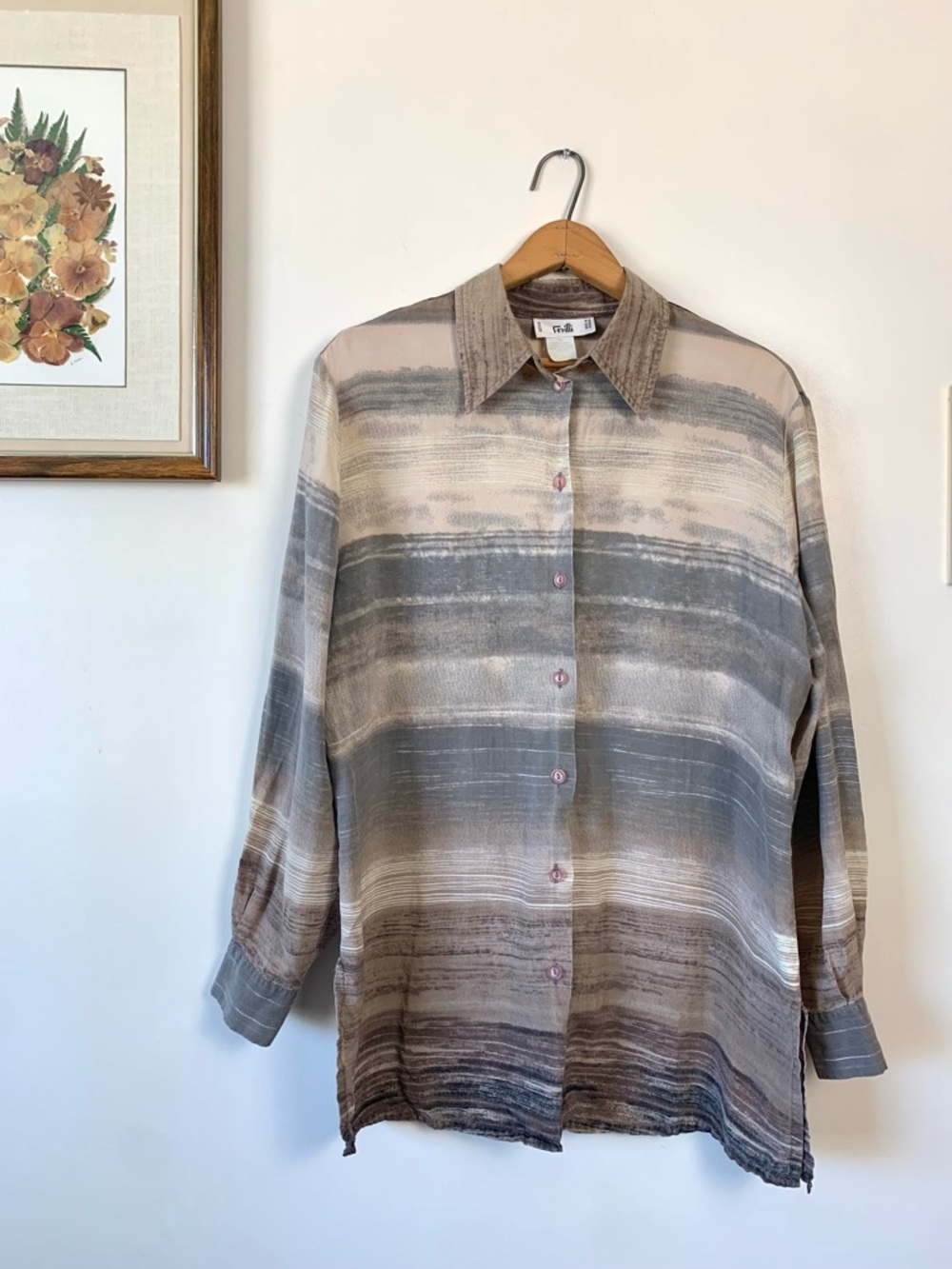 Vintage Frilli 100% Cupro Silk Button Up Blouse